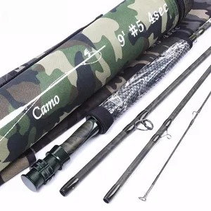 High Quality Fly Fishing 2.7m Camouflage Travel Rod Carbon Rod Camo No. 5 Fly Fishing Rod Bucket