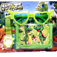 Ensemble d'accessoires de dessin animé pour enfants : montre-bracelet en plastique, lunettes de soleil en forme de cœur, mini portefeuille – Cadeaux pour filles pour fêtes d'anniversaire et déguisements
