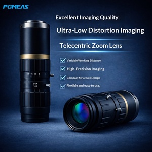 Objectif zoom télécentrique Pomeas 2/3" 0.5X 1X à monture C pour caméra d'inspection optique industrielle - Product Image 1