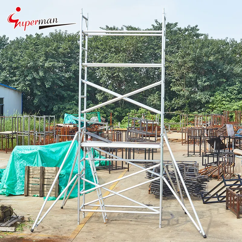 Ustomer-andamio de aluminio con barandilla, plataforma de trabajo con barandilla de escalera, estructura de caffolding
