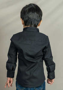 Camisa Formal Negra de Algodón para Niños con Corbata de Moño, Camisa de Manga Larga para Fiestas, Atuendo Elegante y Cómodo para Cumpleaños y Bodas - Product Image 2
