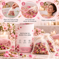 Teh Herbal Mandi Label Pribadi, Campuran Bunga Alami untuk Spa di Rumah yang Menenangkan, Rendaman Mawar Lavender Chamomile