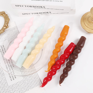 Twisted Spiral Taper <b>Candles</b> <b>Set</b> Of 2 Unscented Smokeless Wave Stick <b>Candles</b> For Wedding Dinner Home Atmosphere Decor - Product Image 2