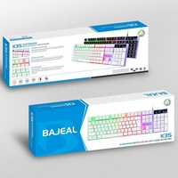 Ensemble clavier et souris filaire USB lumineux BAJEAL T350 pour jeux sur ordinateur, 1000 DPI, design ergonomique, rétroéclairage arc-en-ciel suspendu