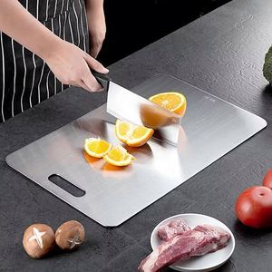 Durable Double-Sided 304 Stainless Steel Cutting <b>Board</b> Anti-Bacteria Anti-Mildew Eco-Friendly Dishwasher Safe Kitchen <b>Tools</b> - Product Image 1