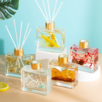 Nouveau design privé de bouteille de diffuseur de roseau en verre vide carré et transparent de luxe avec boîte-cadeau