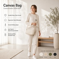 Sac hobo en toile à pois mignon anti-vol avec fermeture éclair, idéal pour le shopping, décontracté, personnalisable ODM/OEM