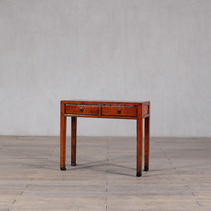 Table <span class=keywords><strong>console</strong></span> en <span class=keywords><strong>laque</strong></span> orange vieillie, <span class=keywords><strong>bureau</strong></span> d'appoint artisanal à 2 tiroirs pour la décoration intérieure - Product Image 3