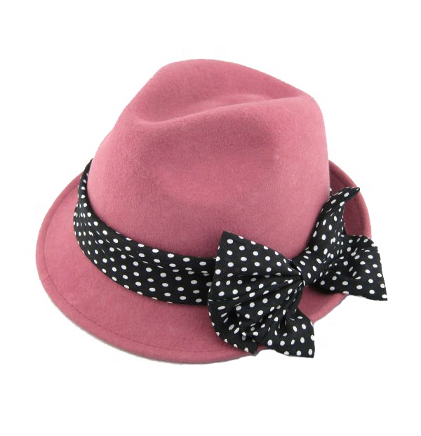 Fashion 100% wool felt pink lady hat
