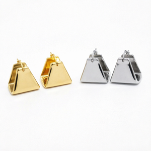Pendientes Huggie Triangulares Geométricos Dorados, Estilo Francés, con Circonita, de Latón y Aleación de Zinc, Joyería para Regalo - Product Image 1