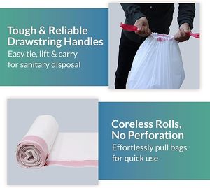 Small Trash <b>Bags</b> Bathroom 4 Gallon Drawstring Garbage <b>Bag</b> Unscented Clear White Recycle Plastic Tall Liners - Product Image 3