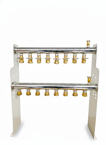Collecteur d'eau chaude en acier inoxydable à 8 circuits GHNOR8p pour système de chauffage radiant par le sol hydronique, séparateur d'eau - Product Image 3