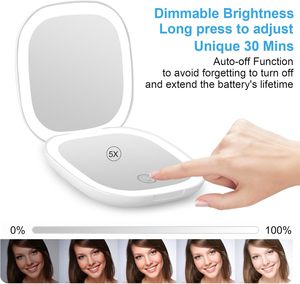 Personalised Square <b>Plastic</b> Compact Pocket Cosmetic <b>Mirror</b> Magnifying LED Light Dual Sided Foldable Fashionable Portable <b>Mirror</b> - Product Image 4