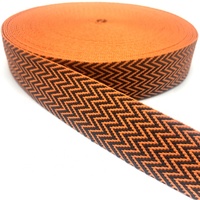 Sangle en jacquard en nylon polyester noir et orange de haute qualité de 38 mm en forme de W pour sacs, ceintures, colliers pour animaux de compagnie, accessoires de couture DIY