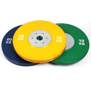 Fitness Gym Equipment Rubber Coated Steel Powerlifting Competition Chrome Set Bumper Weight Plate