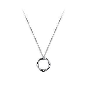 Collier simple en argent S925 pour femme, petit pendentif rond géométrique creux, chaîne de clavicule - Product Image 1