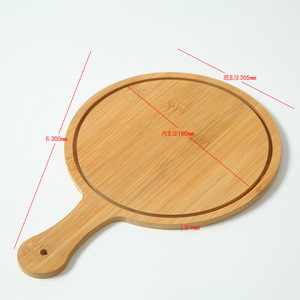 Plateau à pizza rond en bambou avec poignée pour la cuisson du pain et la présentation de la cuisine occidentale - Product Image 3