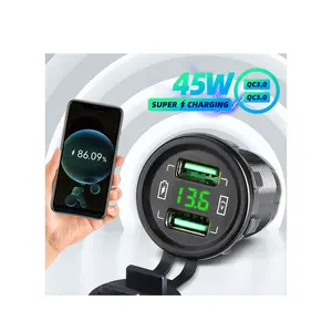 Suministro de fábrica Carga de coche 45W Cargador de coche Usb C 9V2A 22,5 W + 22,5 W Adaptador de sobrealimentador