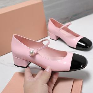 Nouvelles Chaussures pour Femmes de Luxe de Créateur MIU à Bout Carré, à Enfiler, en Cuir Véritable, Talons D'Orsay de 4 cm, Idéales pour l'Été - Product Image 1