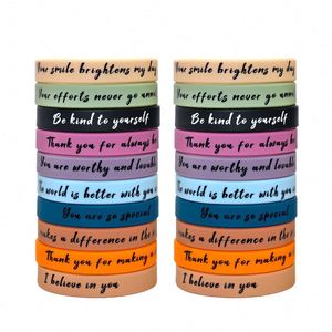 Pulsera de Silicona con Frases Inspiradoras, Regalo para Estudiantes, Recompensa para Actividades, Pulsera de Goma con Logotipo Personalizado - Product Image 1