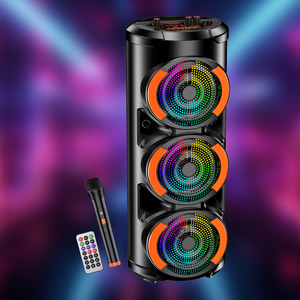 3x6 30W Rechargeable Speaker With Remote And <b>Wireless</b> <b>Microphone</b> Portable Bluetooth Party Speaker - Product Image 4