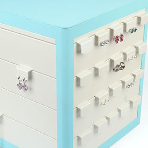 Nid d'abeille granuleux cuir Armoire ronde velours Pu boucles d'oreilles rotatif mallette de rangement Table bijoux organisateur boîte pour magasin - Product Image 6