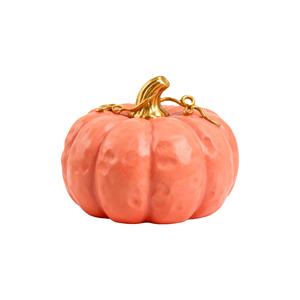 Figurine artisanale en résine personnalisée en forme <span class=keywords><strong>de</strong></span> citrouille, couleur pêche corail, avec tige <span class=keywords><strong>de</strong></span> vigne dorée, pour décoration <span class=keywords><strong>de</strong></span> <span class=keywords><strong>centre</strong></span> <span class=keywords><strong>de</strong></span> <span class=keywords><strong>table</strong></span> d'Halloween et d'automne - Product Image 1