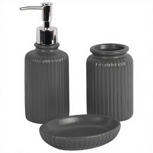 MOOZI High Quality Eco-Friendly Matte White Ceramic Three-Piece Modern <b>Bathroom</b> <b>Accessories</b> <b>Set</b> Gold/Silver Finish - Product Image 2