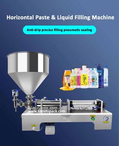 Máquina de llenado de pasta de Ketchup semiautomática directa de fábrica con tolva grande, máquina de llenado de pistón neumático máquina de jugo - Product Image 4