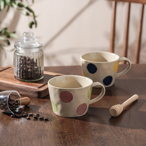 Tasse à café en céramique de Chaozhou à pois, style japonais, faite à la main, design cartoon, pour usage domestique - Product Image 2