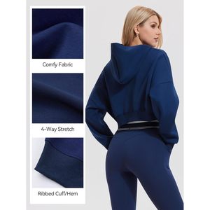 Ensemble de survêtement deux pièces pour femme : sweat à capuche court zippé et leggings taille haute – Tenue de yoga décontractée et respirante en Spandex - Product Image 3