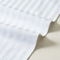 Parure de lit rayée pour hôtels, drap plat blanc 100% coton percale