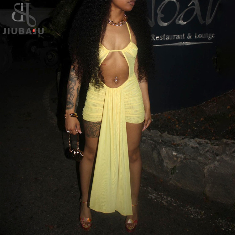 white christmas dresses Deep V-Neck Navel Open Thigh Slit Long Dress main image 1