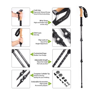 Bâton de trekking en fibre de <span class=keywords><strong>carbone</strong></span> pliable, léger et personnalisé, 3 sections - Product Image 2