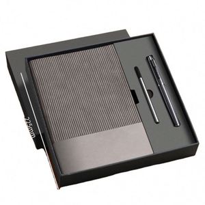 Promotional Branded Logo Grey Leather Hardcover Notebook Diary With Gift Box Package Luxury <b>Journal</b> Pen USB Box Case Suit - Product Image 1