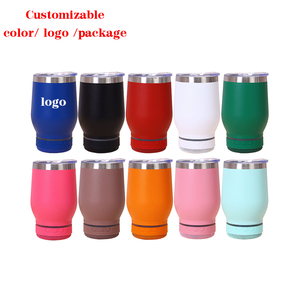 Logotipo personalizado 360ml de acero inoxidable Mini altavoz Bluetooth en forma de U taza de cáscara de huevo al aire libre portátil termo taza de coche con tapa - Product Image 1