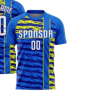 Maillot de football bleu et jaune à manches courtes, respirant, séchage rapide, léger, uniforme sportif pour l'entraînement et le jeu, pour hommes - Product Image 2