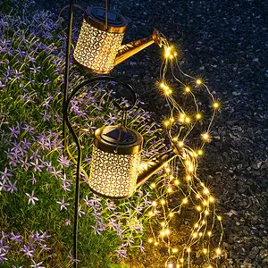 Уличная Ландшафтная Водонепроницаемая подвесная спринклер, садовая Светодиодная лампа для душа, канистра с солнечной батареей, осветительная цепочка с крючком