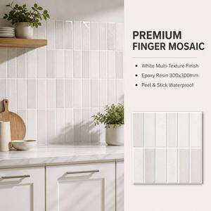 Lámina de Mosaico Autoadhesiva Blanca, Adhesivo Decorativo para Pared, Fácil de Instalar, Resistente al Agua, para Cocina y Baño, 300x300mm - Product Image 1