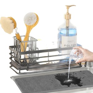 Multi Functional Sink Drainer <b>Rack</b> With Tray Quick Dry Countertop Storage Organizer For Kitchen Sponge And Dishcloth - Product Image 5