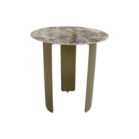 Table d'appoint ronde en marbre avec pieds en acier inoxydable doré
