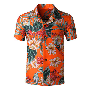 מותאם אישית קצר שרוול חוף מזדמן מודפס הוואי חולצה בדוגמת חולצה עד חולצות לגברים - Product Image 4