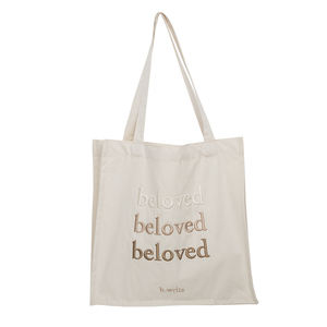 กระเป๋าผ้าแคนวาสขนาดกลาง 10 ออนซ์ ผลิตโดยโรงงานโดยตรง รับปักลายตามสั่ง แฟชั่นทันสมัย สำหรับใส่ของช้อปปิ้ง รุ่น BELOVED - Product Image 3