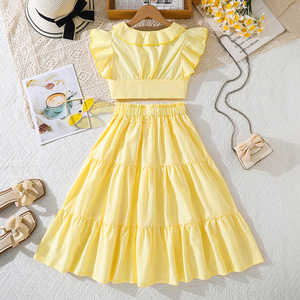 Abbigliamento <span class=keywords><strong>Donna</strong></span> e Bambina Primavera Estate 2026 Nuova Giacca Casual a Righe con Maniche Volanti Traspirante <span class=keywords><strong>per</strong></span> Ragazze 7-9 Anni - Product Image 2