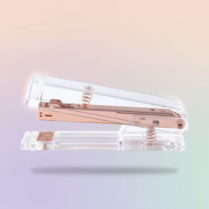 Engrapadora Manual Transparente Color Oro Rosa con Capacidad para 25 Hojas, Diseño de Cabeza Cuadrada de Plástico y Metal - Product Image 6