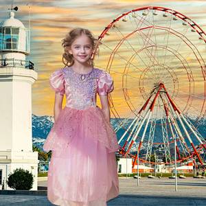 Vestidos de Princesa Elegantes para Niñas, Color Rosa Clásico, Personalizados por MS, Disfraces para Fiestas de Cumpleaños - Product Image 2