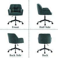 Fauteuil de bureau vert Computer Studio Chaise de bureau en velours pivotante réglable en hauteur Chaise de bureau rembourrée avec roues