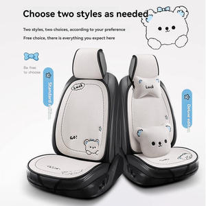 Cuscino Universale Moderno per Sedile Posteriore Auto in Lino con Disegni Cartoon, Set Completo con Protezione per Tre Persone, Decorazione Interna - Product Image 4