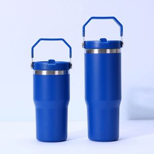Gobelet de voyage isotherme avec poignée antidérapante 20oz 30oz, tasse à double paroi avec couvercle et paille pour usage quotidien - Product Image 4
