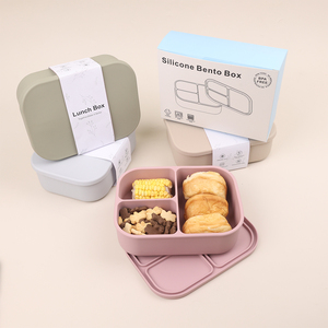 Contenedor de almacenamiento de alimentos de 1200ml aislado seguro para microondas, fiambrera Bento de silicona reutilizable sin Bpa de 3 compartimentos para adultos - Product Image 2